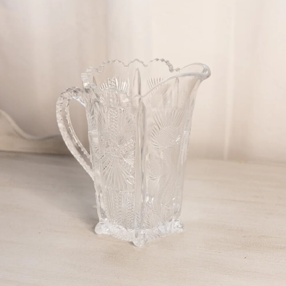 Vintage Medium LE Smith Clear Glass Thistle Pitcher
